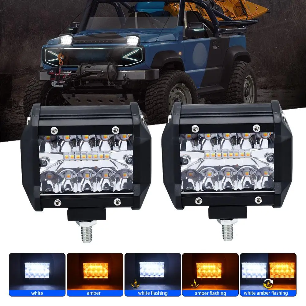 

1 Pair 3-row 4-inch Led Work Light Waterproof Strobe Lights Truck Front Bumper Driving Fog Lamp Modified Parts
