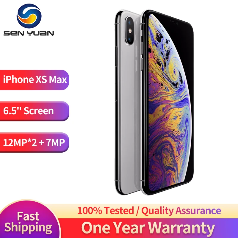 

Original Apple iPhone XS Max 4G LTE Mobile Phone 6.5" 4GB RAM 64GB/256GB ROM CellPhone NFC 12MP*2+7MP Hexa Core IOS SmartPhone