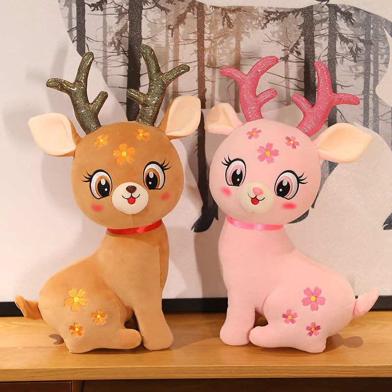 

33cm/53cm Cute Deer Plush Animal Stuffed Toy Soft Plushie Kawaii Sika deer Doll Toys for Children Girls Birthday Gift Home Decor