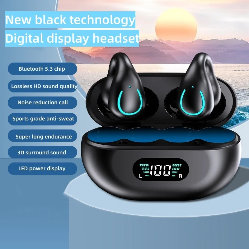 

Q71 TWS Bone Conduction Bluetooth Earphones HiFi Stereo Ear Clip Earbud Sports Wireless Headphones Mini Noise Cancelling Headset