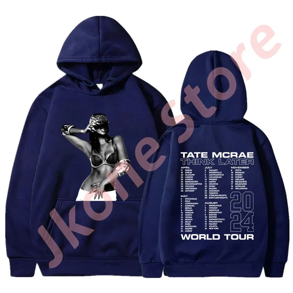 Tate McRae Think After World Tour Merch пуловер толстовки женские и мужские модные повседневные с