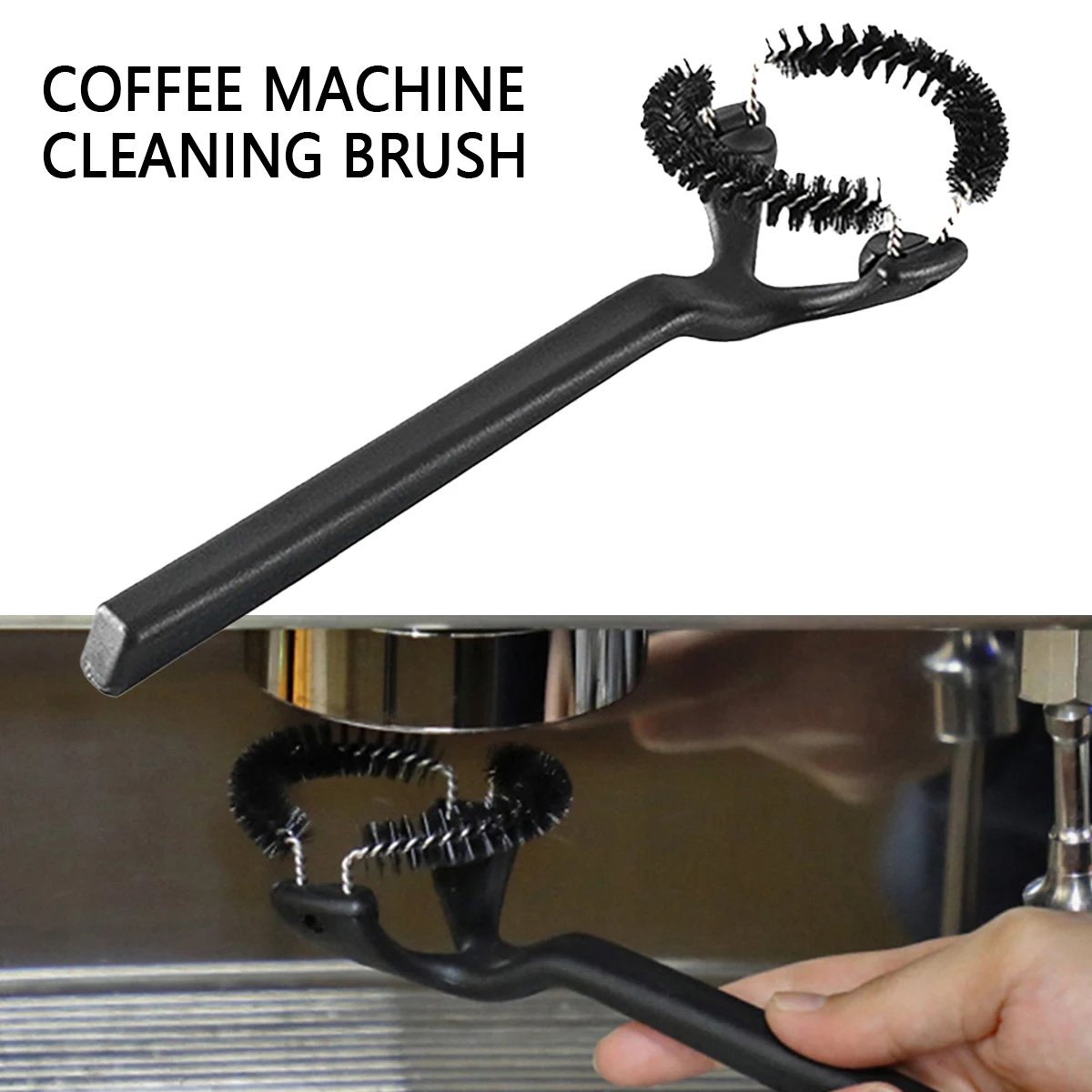 

Coffee Machine Cleaning Brush Espresso Grinder Brush Sturdy Long Handle Brewing Head Cleaning Brush Professional Elbow Coffee