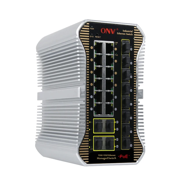 

Max 256G ONV 24 Port Industrial Computer Software Managed fiber optic equipment POE Switch