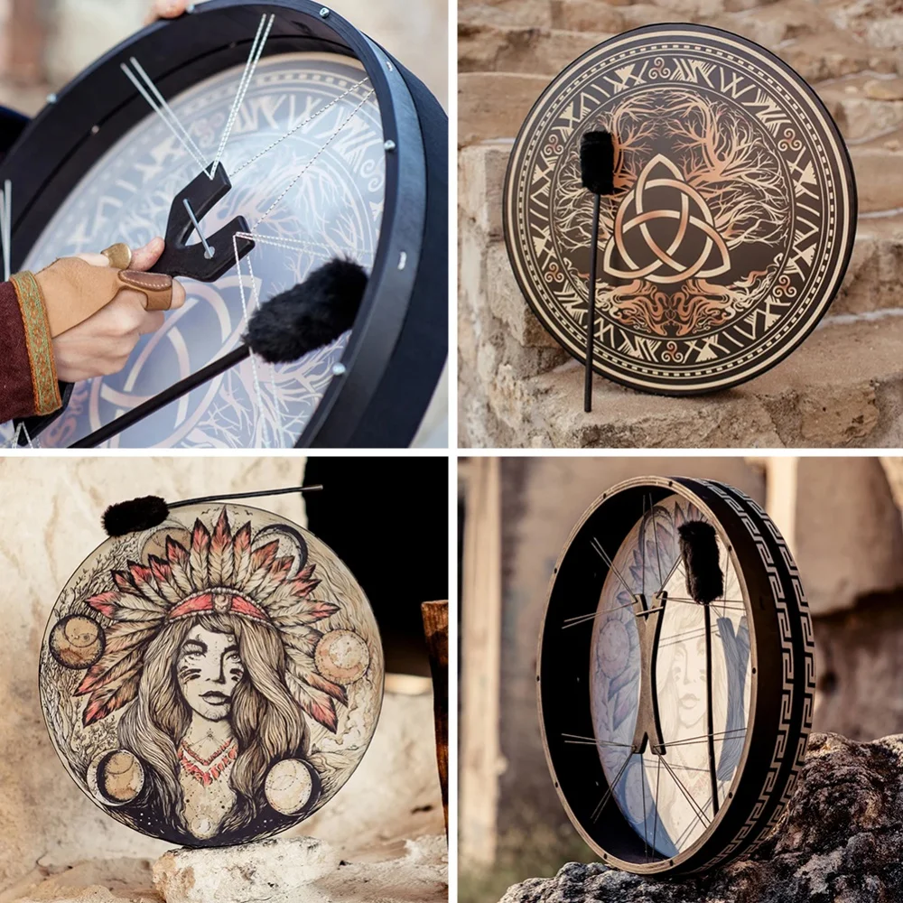 Барабан шамана 25 см украшение Древо жизни ручной работы барабан музыка в виде