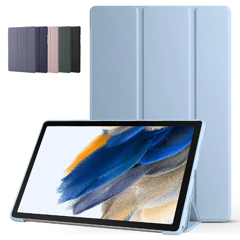 

Чехол Funda для Samsung Galaxy Tab A8 2021, чехол X200 X205 тройного сложения из искусственной кожи, мягкий силиконовый чехол-подставка для Galaxy Tab A8 10 5 дюймов