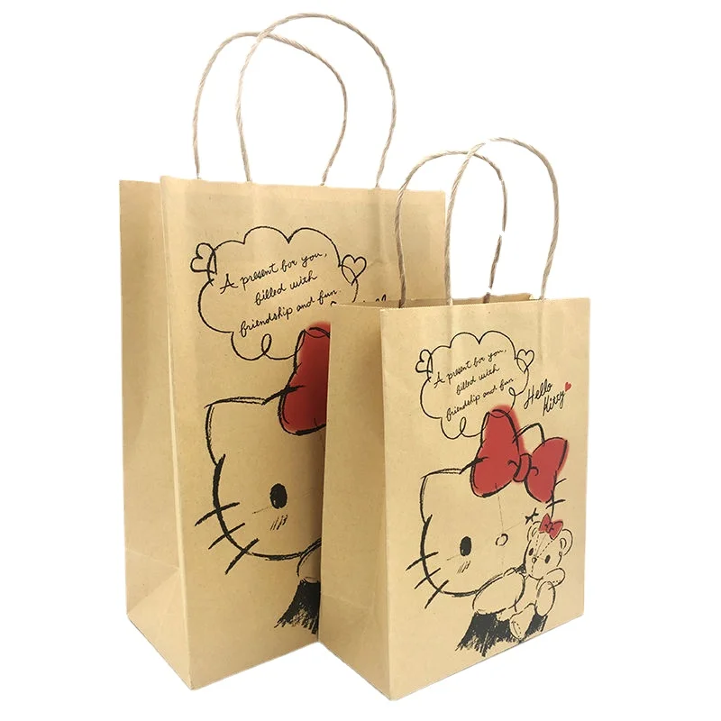 

Милый мультяшный тоут Hello Kitty, 10 шт., индивидуальный подарочный бумажный пакет для покупок, бумажный пакет с индивидуальным логотипом