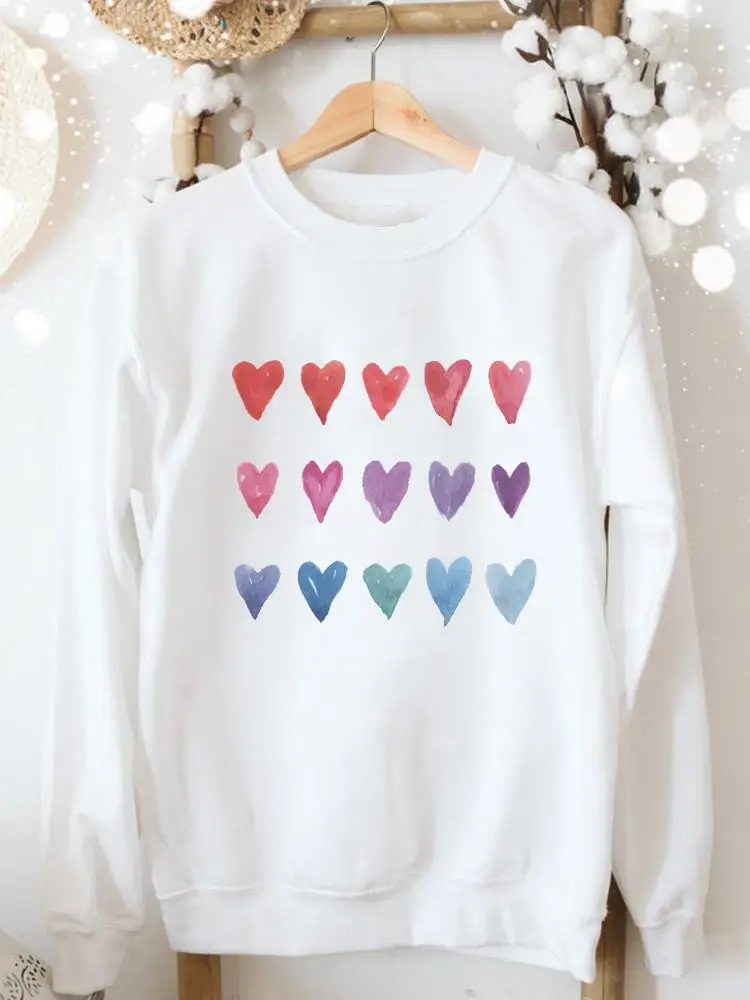 

Love Heart Watercolor Autumn Spring Sweatshirts Women Clothes Fashion Female Casual Aesthetic Long Sleeve Graphic Pullovers