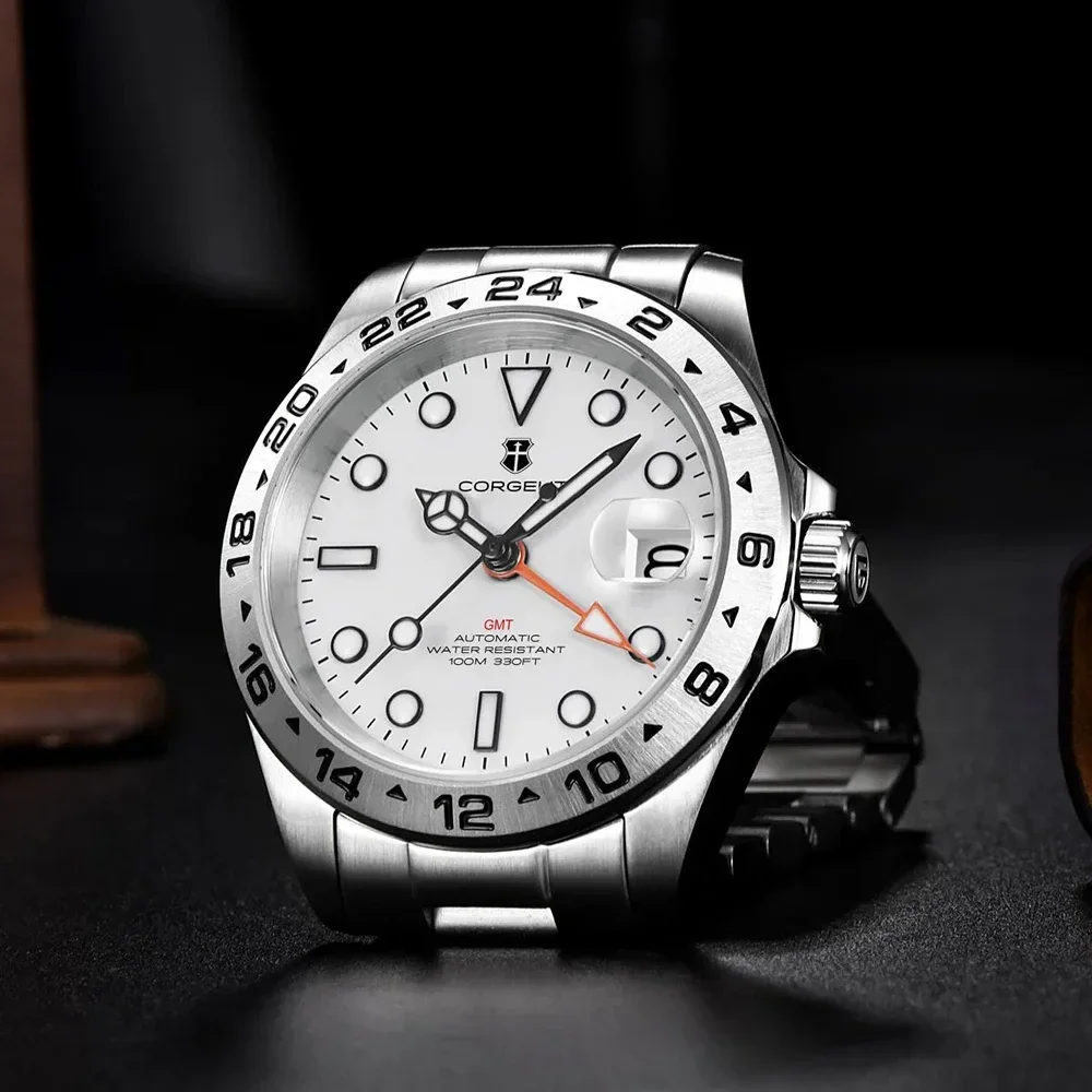 Наручные мужские часы NH34 GMT Luxur автоматические механические водонепроницаемые из