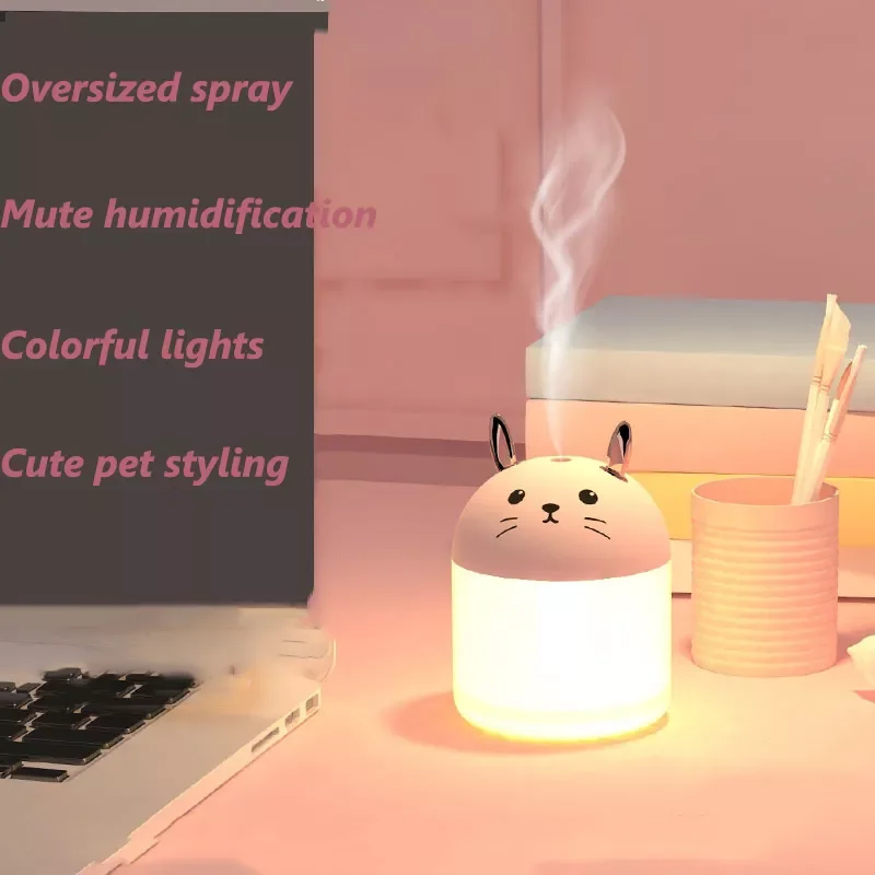 

New Humidifier Cute Pet Household Small Moisturizing Aromatherapy Car Creativity Air Rabbit USB Humidifier LED Mist Maker