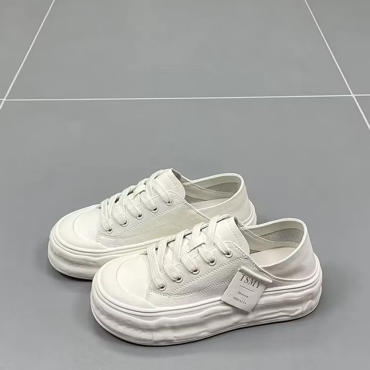 

Женские классические кроссовки, уличные модные кожаные кроссовки на плоской платформе, на шнуровке, Всесезонная обувь для отдыха, новинка ...