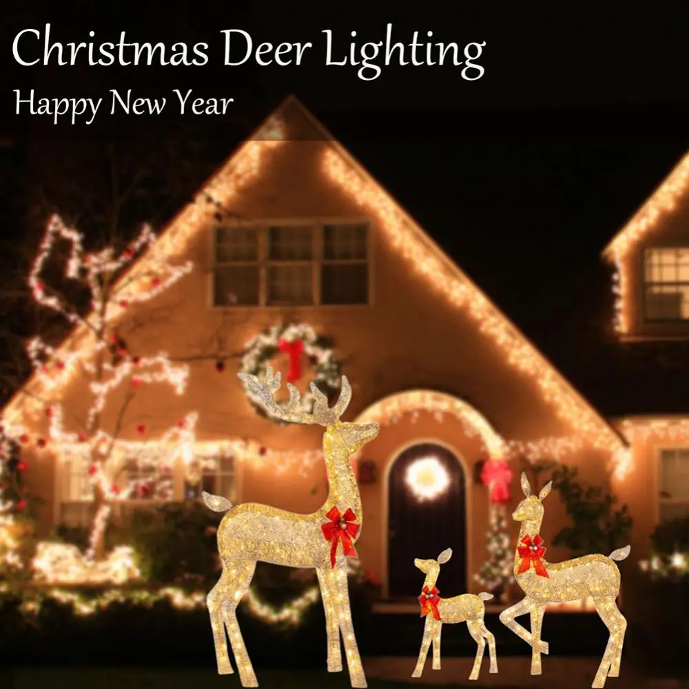 

Luminous Elk Deer Decoration Light Merry Christmas Garden Outdoor Home Holiday Party Ornament Christmas Tree Scene Decor Props