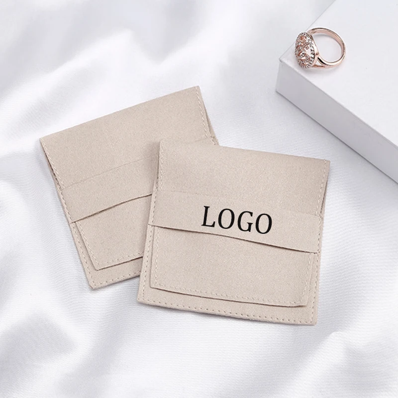 

10 Pcs Customize Logo Jewelry Pouches Storage Bag Christmas Packaging Envelope Microfiber Ring Holder Gift Bags Party Wedding