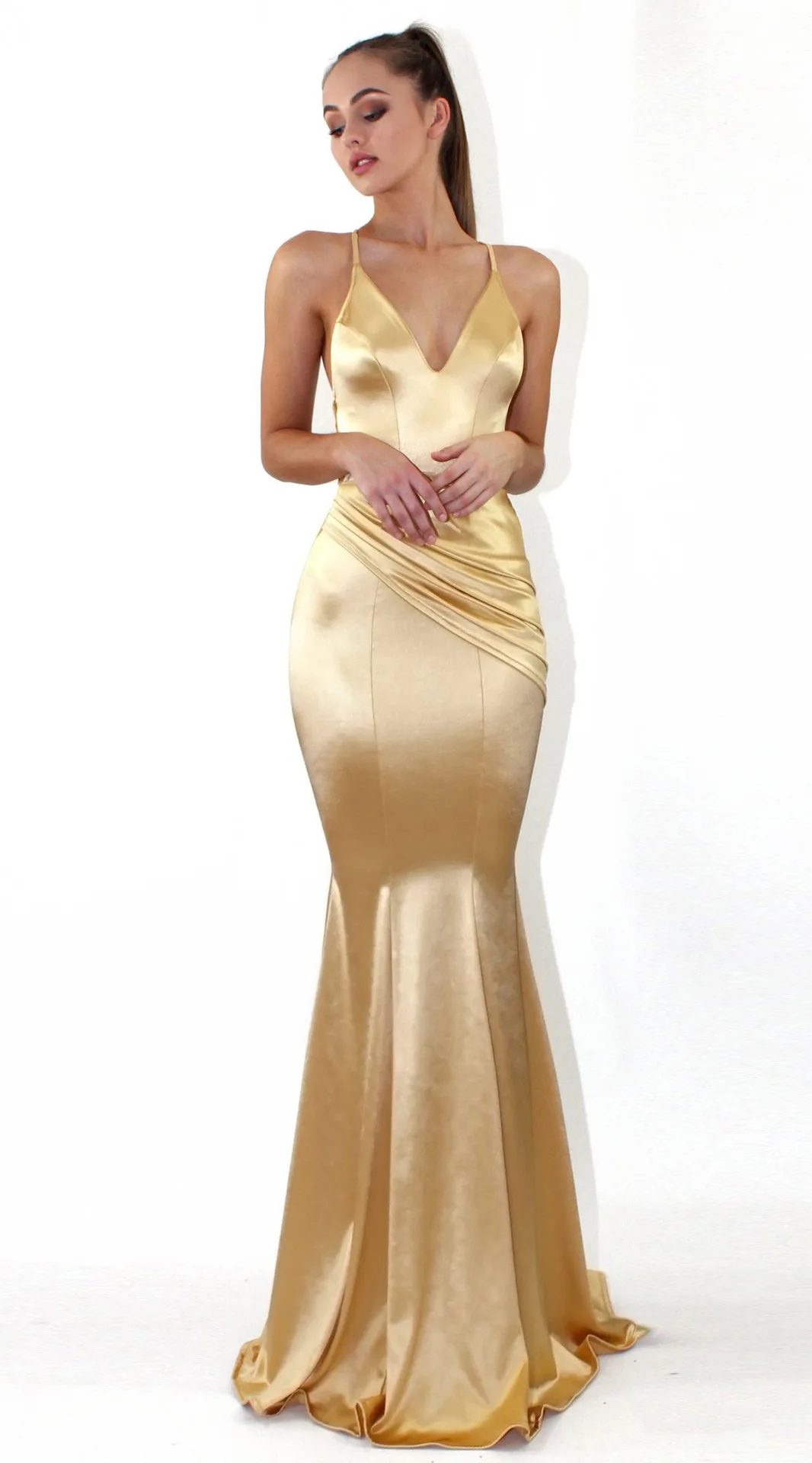 Women Elegant Mermaid Prom Evening Dress Sexy Spaghetti V-neck Backless Formal Dress Fashion Slim High Waist Cocktail Dresses