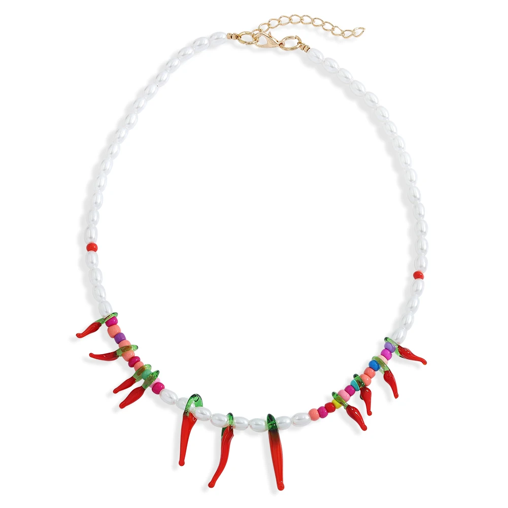 Ожерелье с красным перцем чили Best Lady перец для женщин богемные бусины ручной