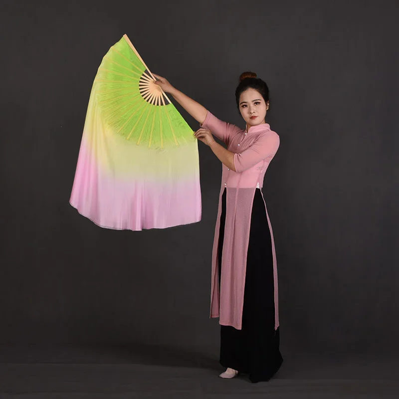 Женская длинная бамбуковая Фата для танца живота зеленая/желтая/Розовая с