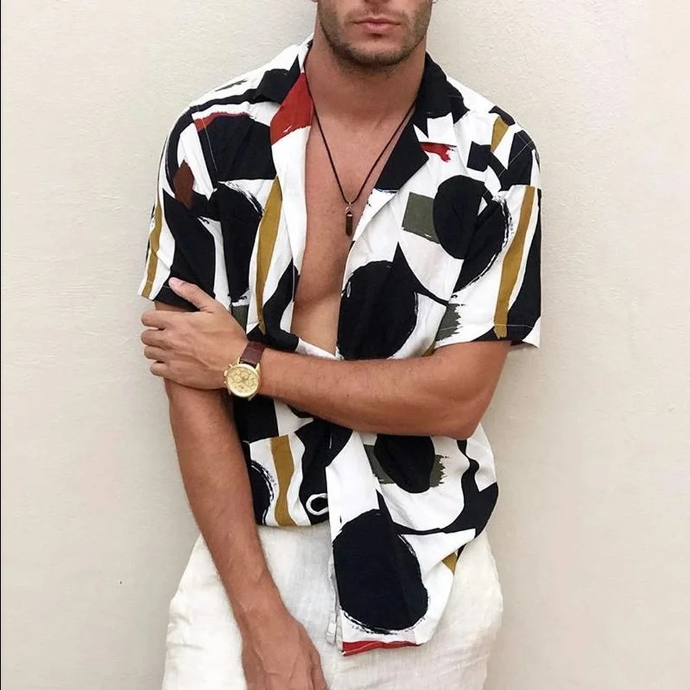 

Vintage Men's Shirts Fashion Shirts Short Sleeves Print Tops