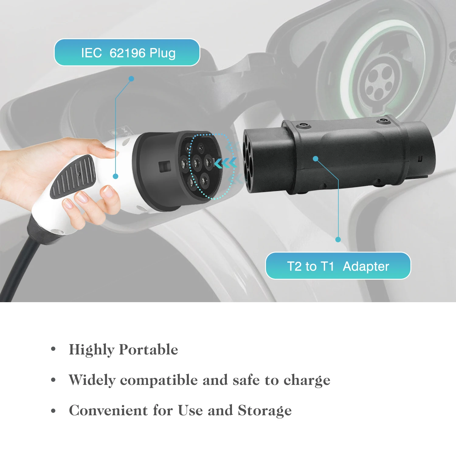 

Adapter Barrel IEC 62196 Type 2 to J1772 Type 1 Vehicle Side Electric Cars Charging 32A EV Charger Connector Charing Station
