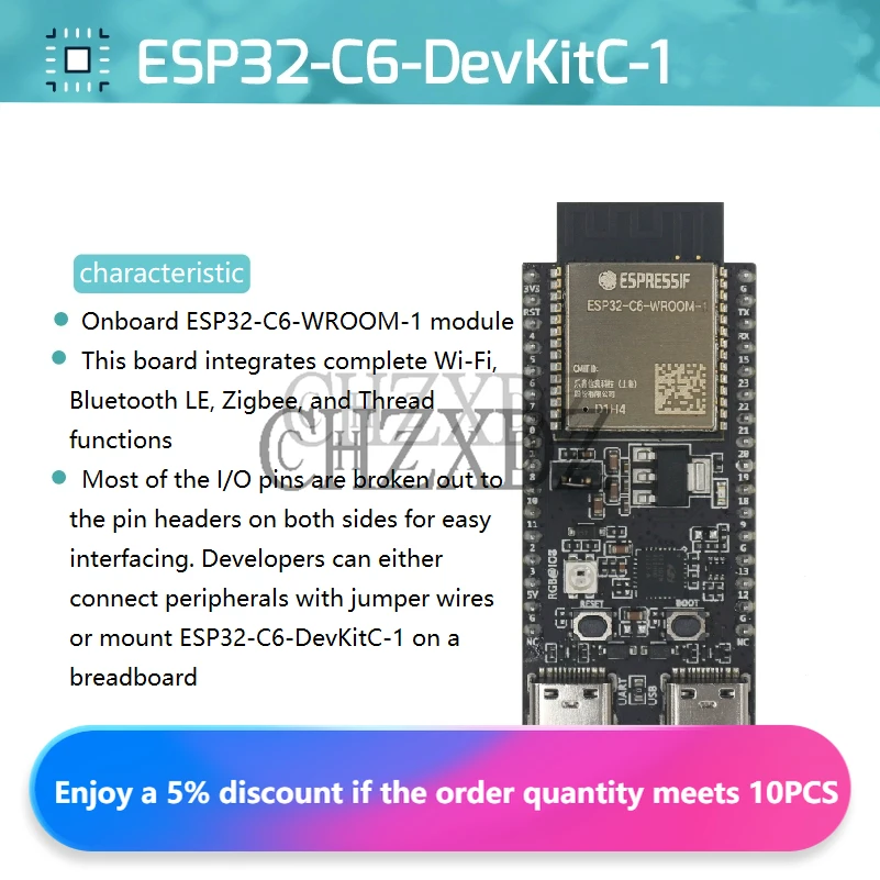 

100%Original ESP32-C6-DevKitC-1 ESP32-C6 Development Board Core Board RISC-V IoT WiFi ESP32 C6 DevKitC 1 N8