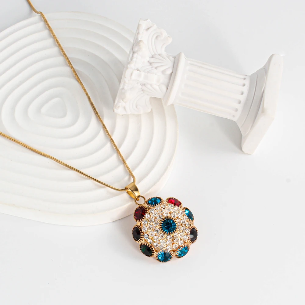 

Korea 2022 New Fashion Boho Colorful Crystal Floral Necklace For Women Vintage Clavicle Chain Choker Collar Party Jewelry Gifts