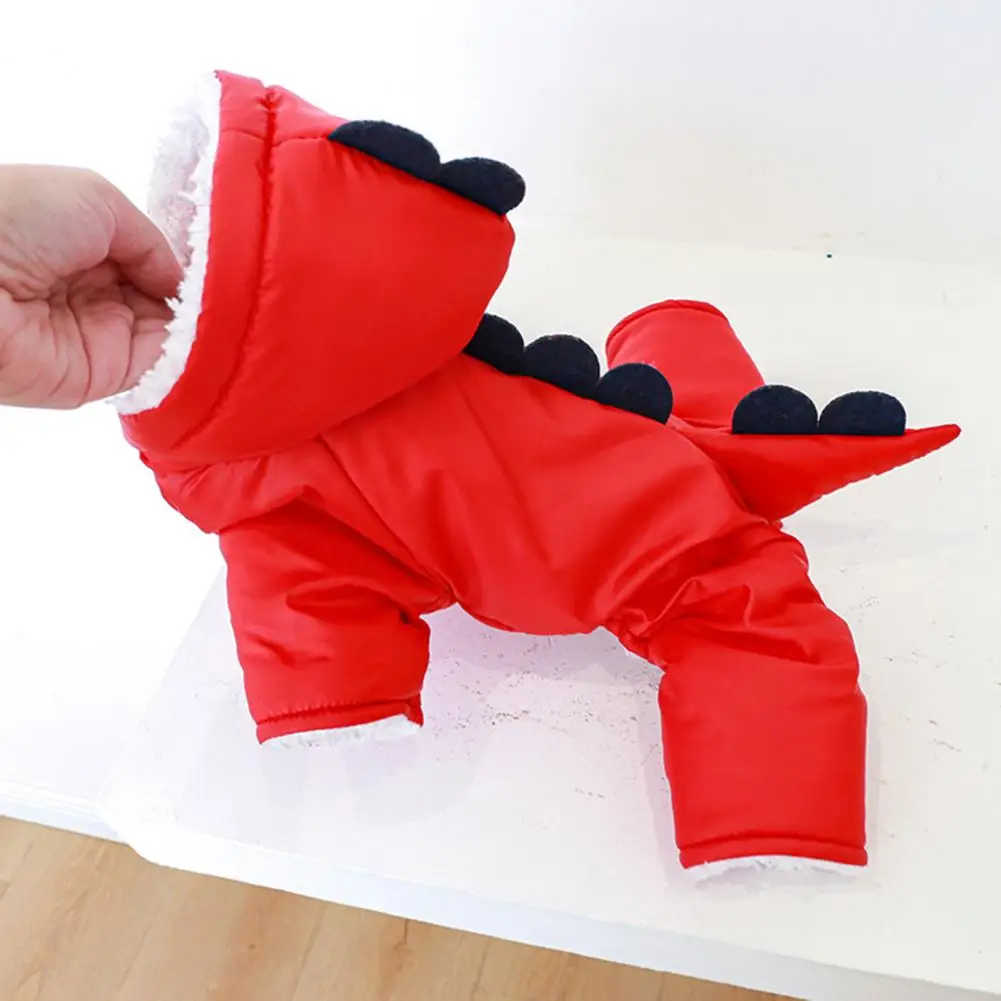 

PETWTILTIH Cozy Dog Jumpsuit Windproof Hooded Comfortable Cute Pet Dinosaur Costume Fleece Lining Pet Down Jacket for Home