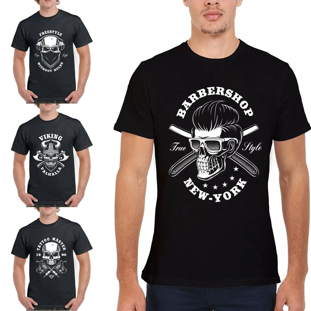 

Футболка мужская повседневная с коротким рукавом, круглый вырез, рисунок черепа, Молодежная рубашка для поездок на работу, весна-лето