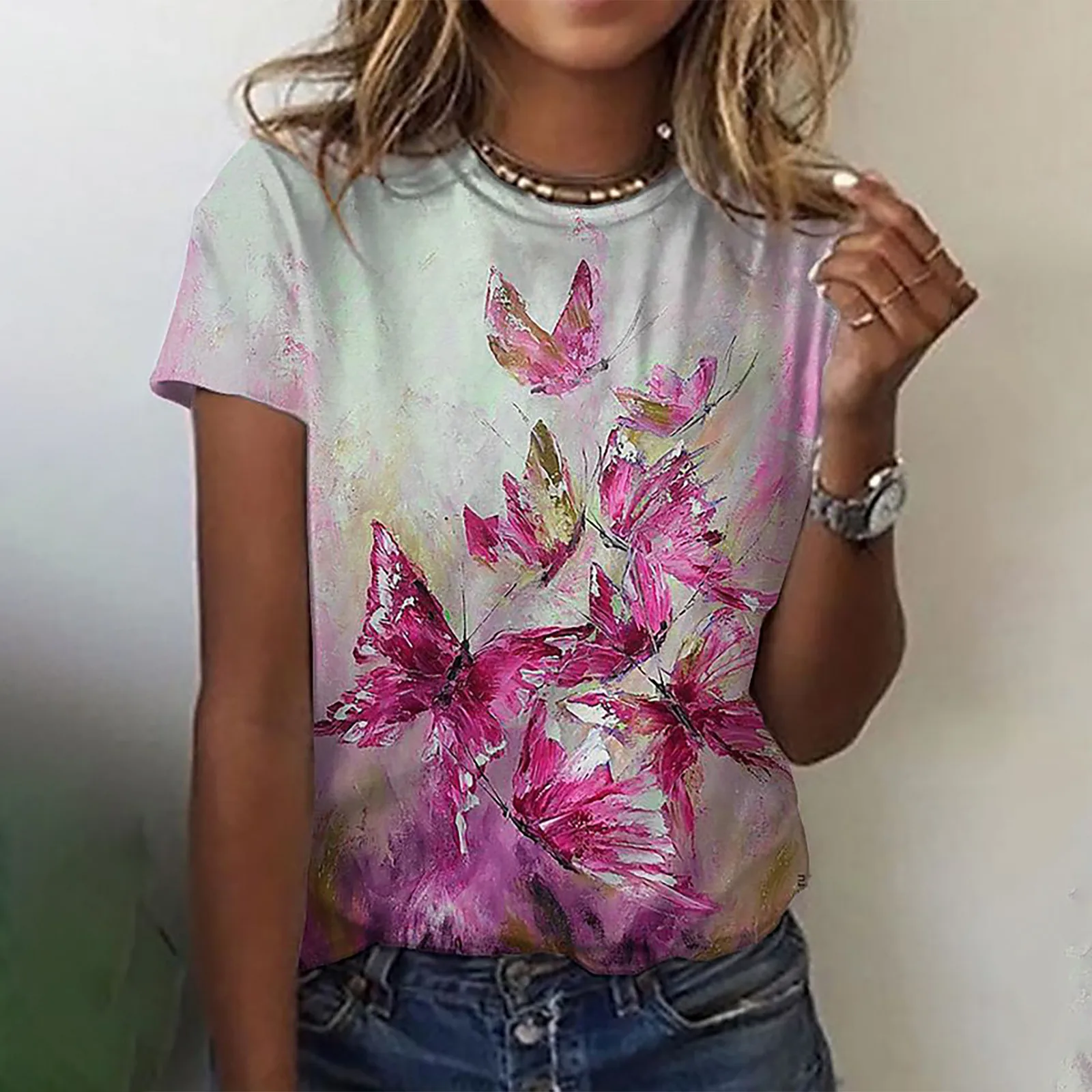 

Harajuku Женская футболка Women Summer Short Sleeve Digital 3D Flower Printed O-Neck Tops T Shirt Femme T-Shirts Mujer Camisetas
