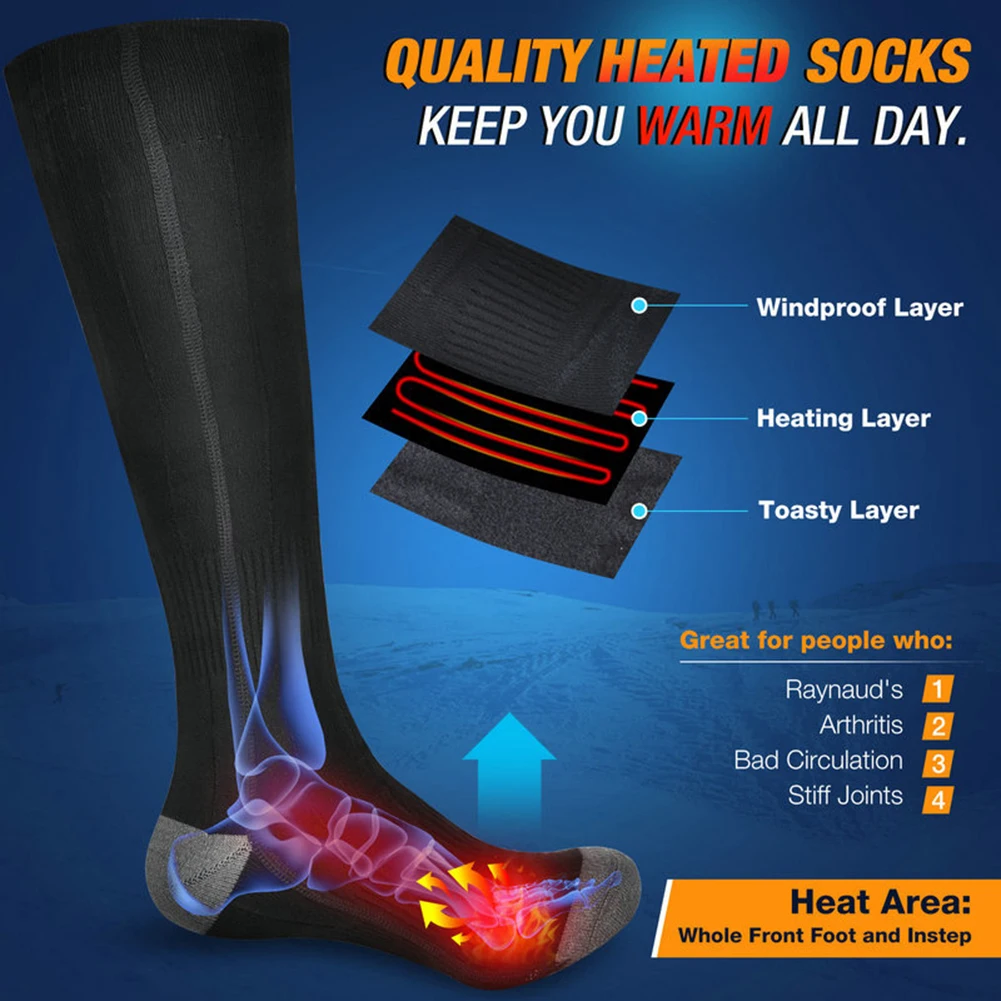 Usb Charging Electric Heating Socks Winter Warming Stretchy Soft Socks For Men Women Outdoor Heated Socks Keep Foot Warm Socks