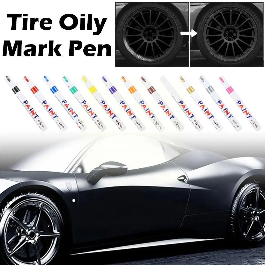 

12colors Waterproof Cars Wheel Tire Oily Mark Pen Auto Up Rubber Pen CD Tyre Permanent Paint Marker Graffiti Paint Metal Z1O0