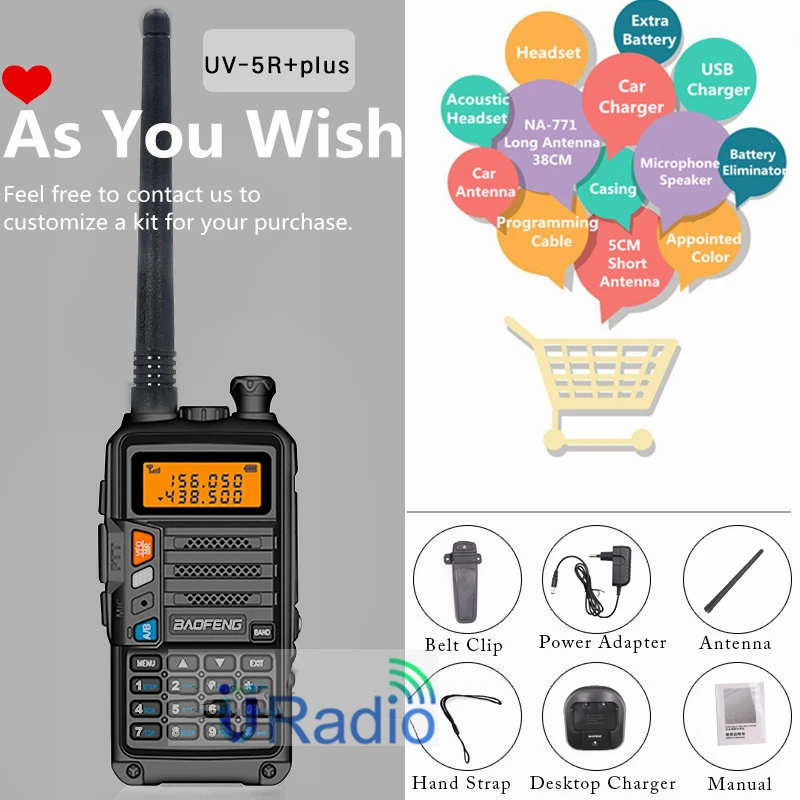 BaoFeng Walkie Talkie UV-5R+Plus 8W/10W Two-way Radio 10KM Portable Radio for Hunting Upgrade of UV-5R UV-10R Ham Radio DualBand