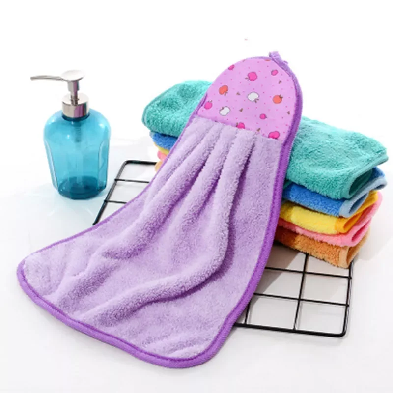 

2022New Coral Fleece Kitchen Housework Cleaning Hangable Absorbent Hand Towel Household Dish Cloth Kitchen Towel Cleaning Cloth