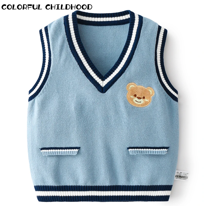 

Яркая детская одежда, однотонный пуловер без рукавов для малышей, жилет, свитеры для мальчиков, вязаный жилет, верхняя одежда для малышей на ...