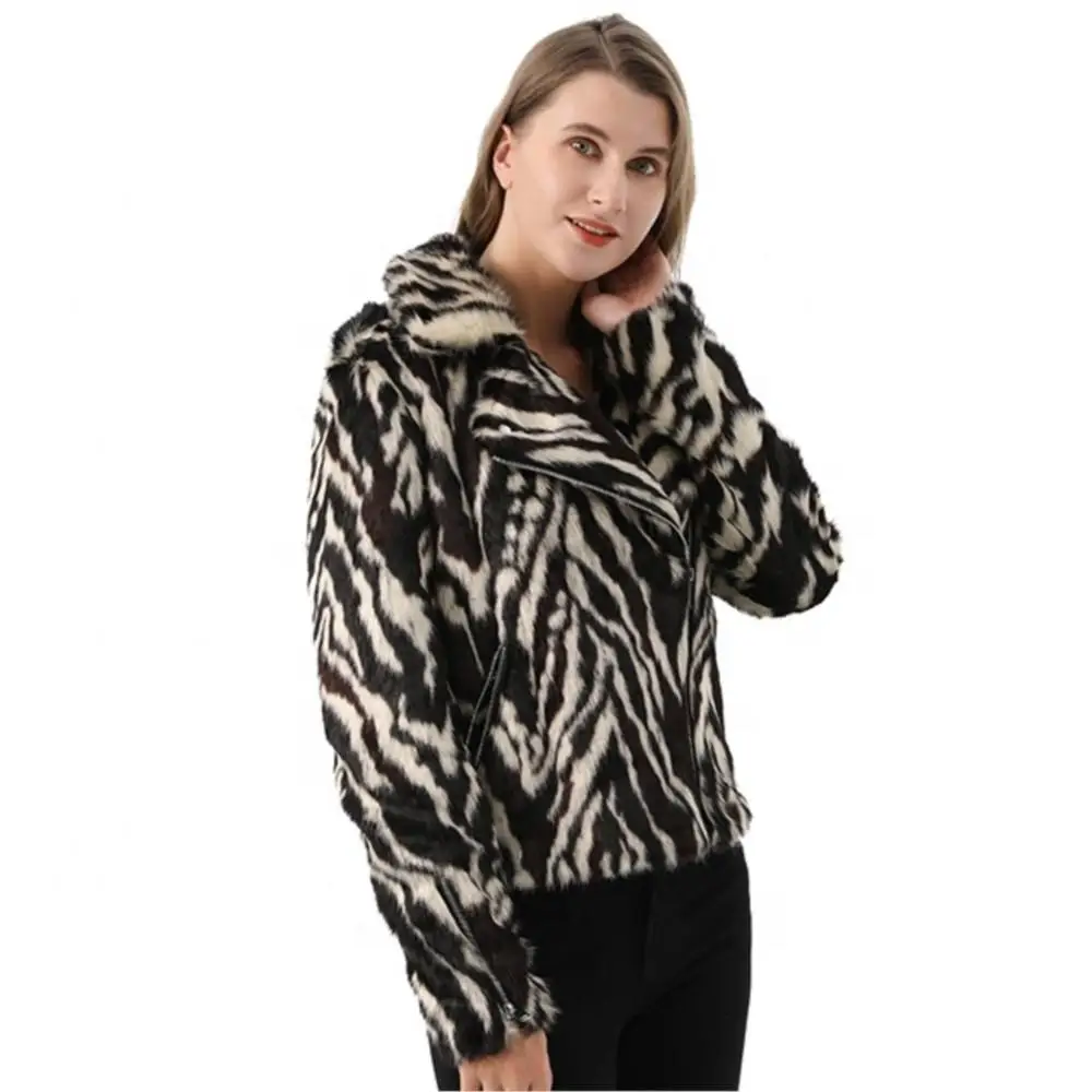 Women Winter Real Fur Long Sleeve Jacket Front And Cuff Zipper Closure Coat Leisure Thermal Pocket Elegant women's Clothing