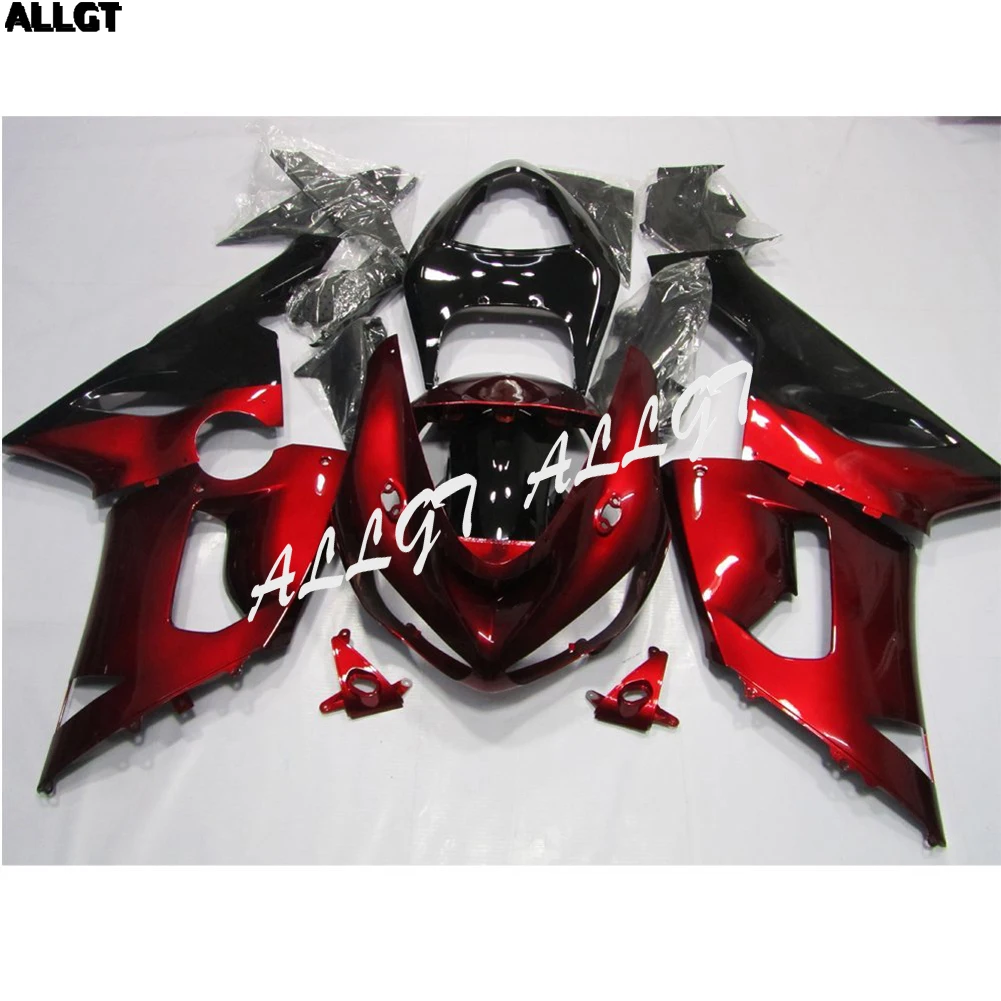 ALLGT Black &amp Deep Red Painted With Graphic Fairing Kit for Kawasaki ZX-6R 636 2005-2006 | Full Kits
