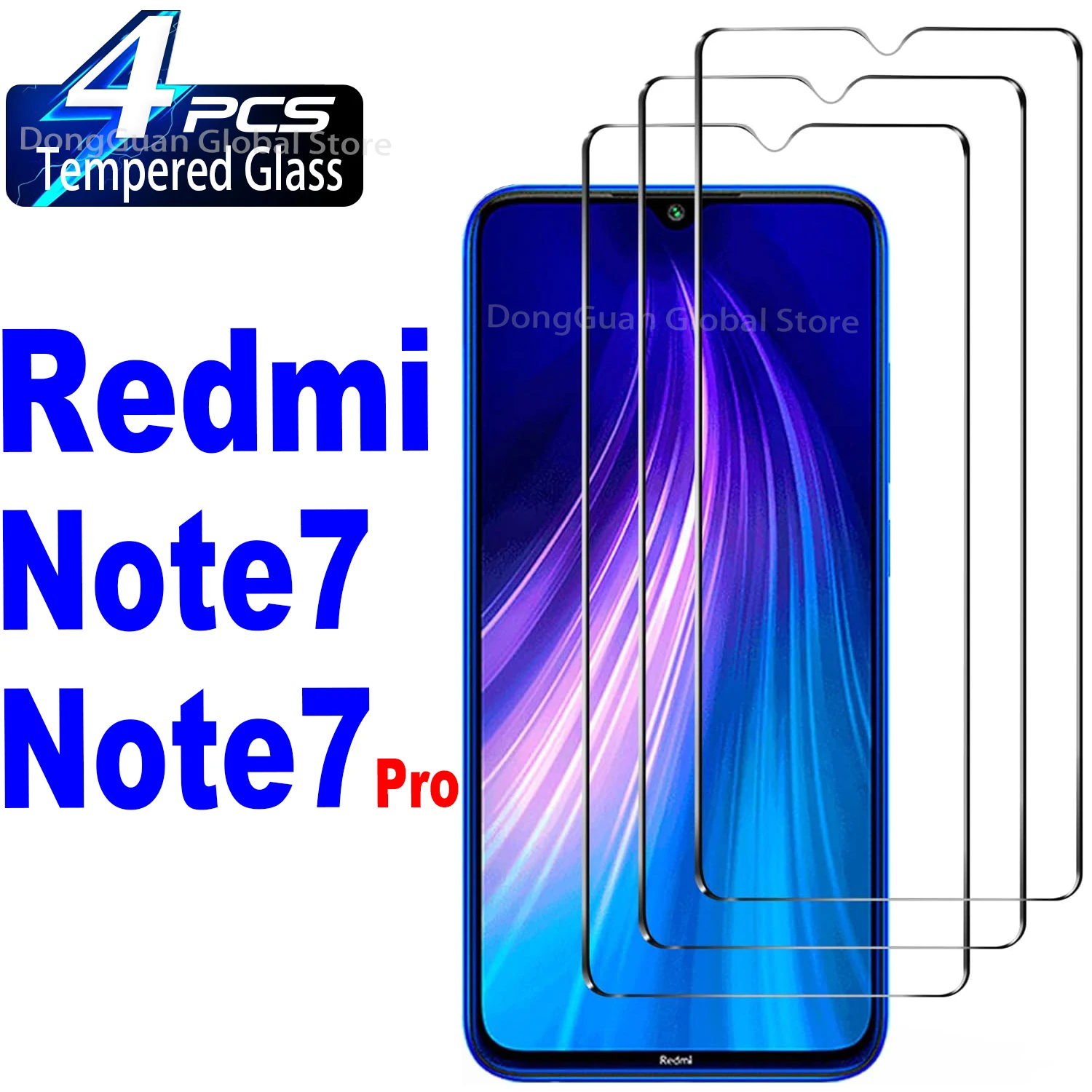2/4 шт. закаленное стекло для Xiaomi Redmi Note 7 Pro Защитная стеклянная пленка экрана