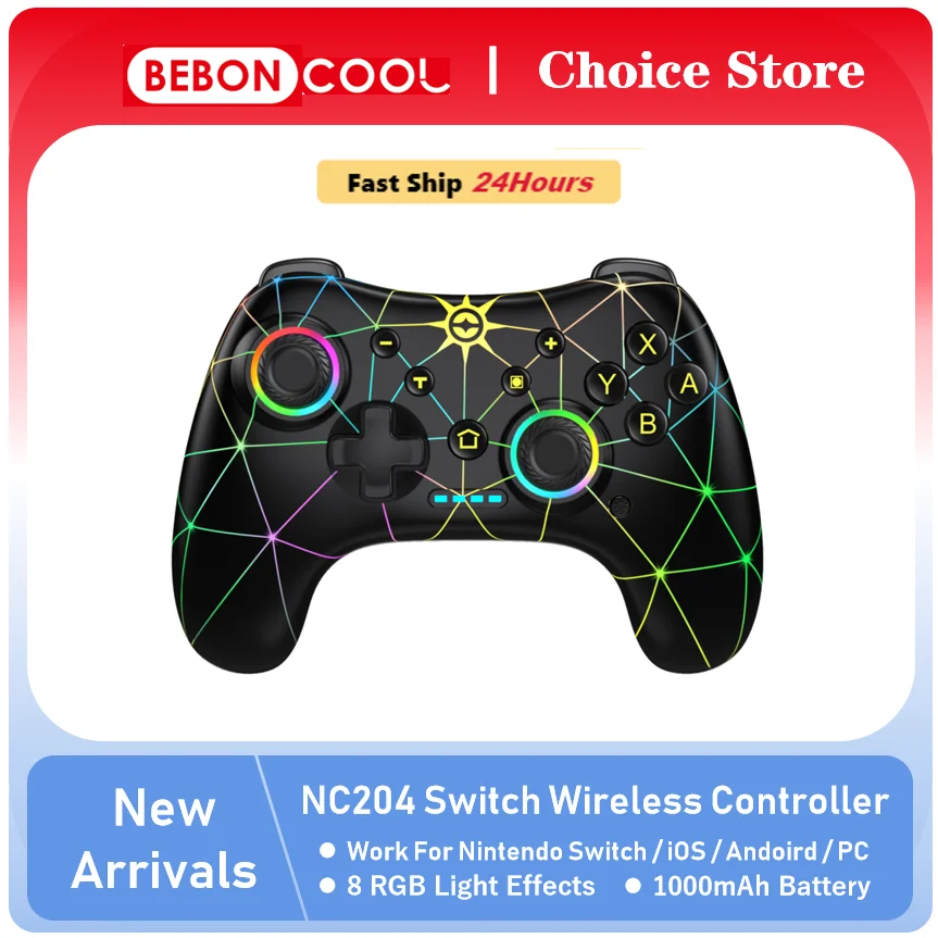 Беспроводной Контроллер BEBONCOOL NC204 RGB Для Nintendo Switch/OLED/Lite Android/iOS/ПК Программируемый