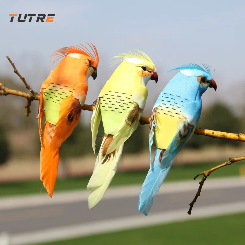 

13cm Handmade Simulation Parrot Foam Feather Artificial Parrot Imitation Bird Model Figurine Birds Parrot Home Garden Decoration