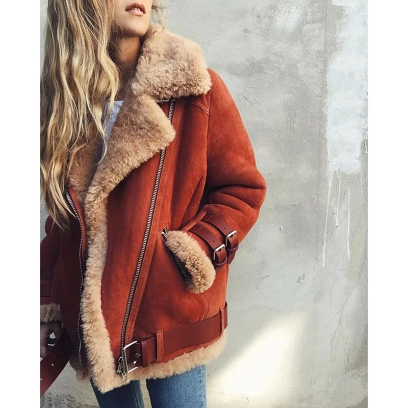 Fashion Thicken Wool Warm Coat Ladies Autumn Winter Slim Jacket Faux Leather Trendy Clothing for Women Jackets Casual Streetwear