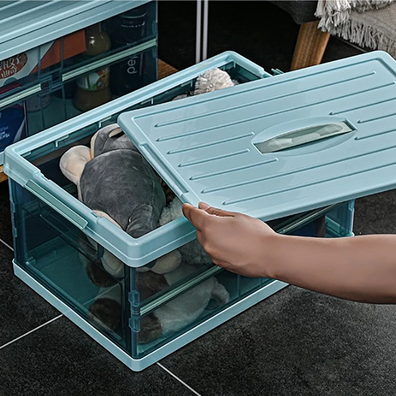 

Multifunctional Foldable Storage Box Lidded Storage Bins Collapsible Storage Box Crates Plastic For Clothes Toy Books
