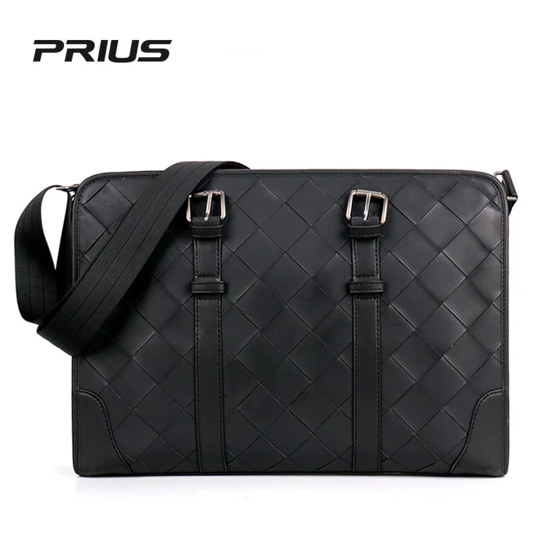 Luxury large woven handbag men's business briefcase men's computer bag fashion high-quality woven bag high-end leather bag
