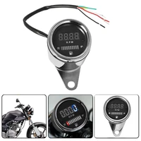 2 in 1 dc 12v motorcycle led digital voltmeter tachometer oil gauge metal odometer speedometer painel rpm chrome universal