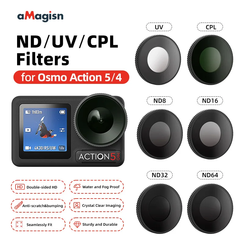 AMagisn Водонепроницаемый CPL UV ND8 ND16 ND32 ND64 Фильтр Защитный фильтр Объектив Спортивная