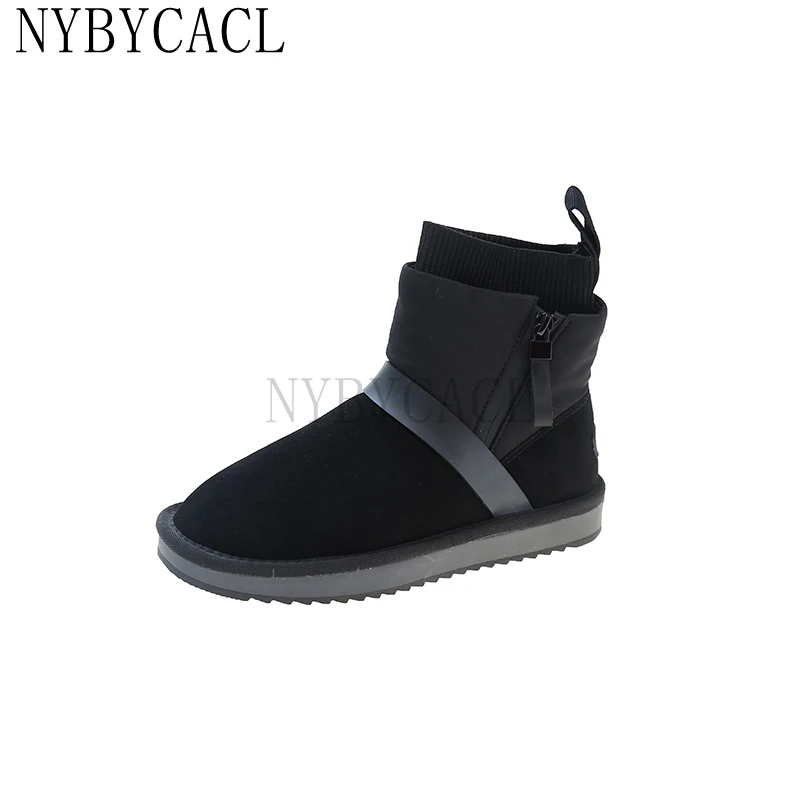 Shoes White Ankle Boots Boots-Women Winter Footwear Zipper Round Toe Clogs Platform Flat Heel Australia Low 2023 Lolita Rubber