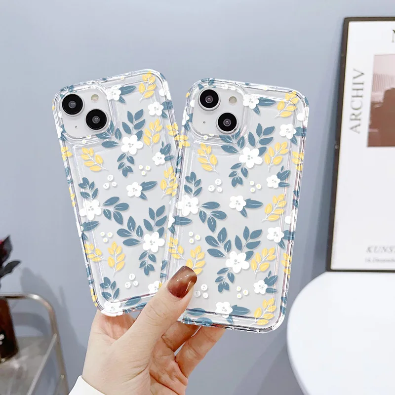 Мягкий чехол для телефона с прозрачным цветком iPhone 13 Funda 15 11 14 12 Pro Max XR X XS 6 7 8 Plus SE