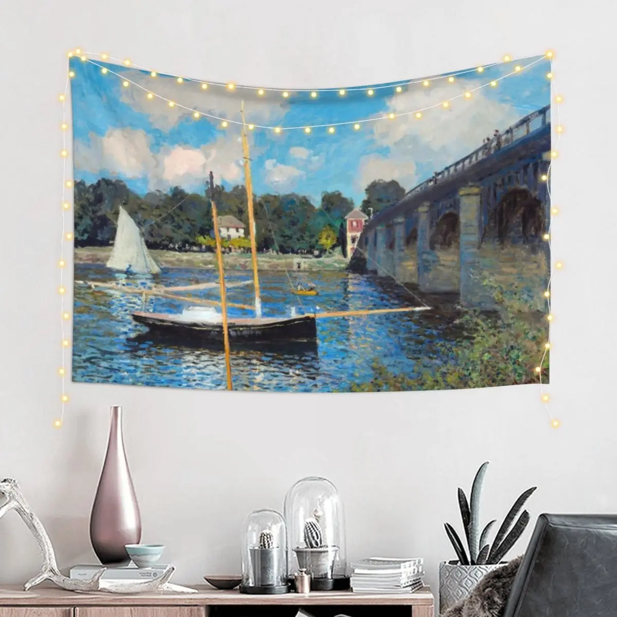 Моне высокого разрешения - Мост на Argenteuil гобелен украшение для спальни украшения