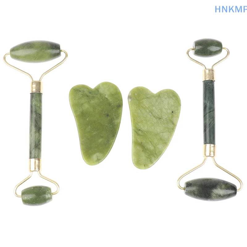 Массажный ролик из натурального нефрита + доска Гуаша спа-скребок камень