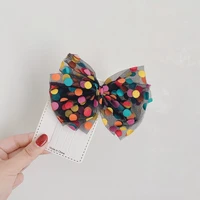 children toddler baby girls hair kids ribbon bow colourful spot clip bows clips