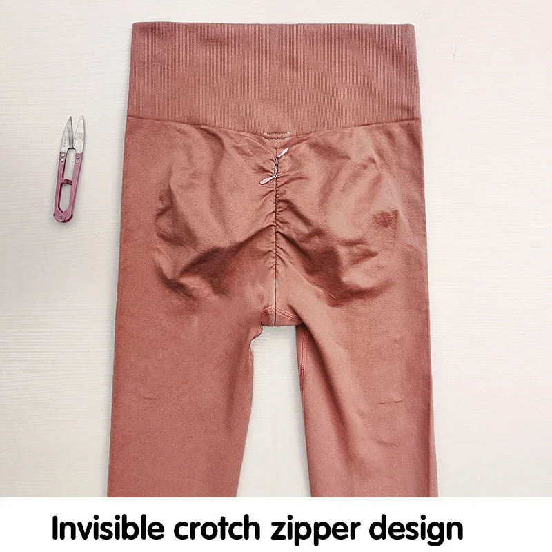 Hot Sale Peach Hip Yoga Pants Women Invisible Open-Seat Pants High Top Sports Trousers Women Stretch Skinny Knit Fitness Pants