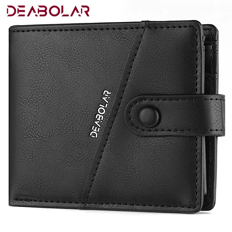 2022 new European and American men's short wallet wholesale retro horizontal multi-function card holder stitching coin clip men
