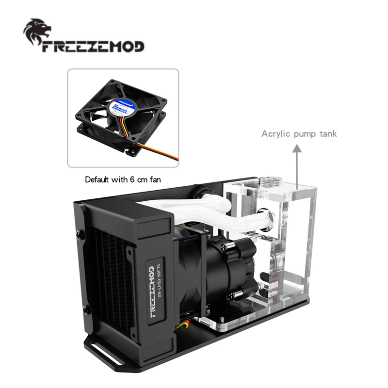 Фото FREEZEMOD 7.2W Насос/радиатор толщиной 27 мм и интегрированный водяной бак, 2.8 метра, расход 420 л/ч, 60 мм вентилятор, 12-24В / SLMZ-X-S №4