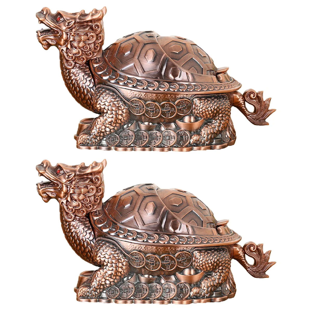 

Ashtray Ash Holder Tray Desktop Chinese Home Decorative Windproof Dragon Office Decor Animal Metal Ashtrays Dish Decoration